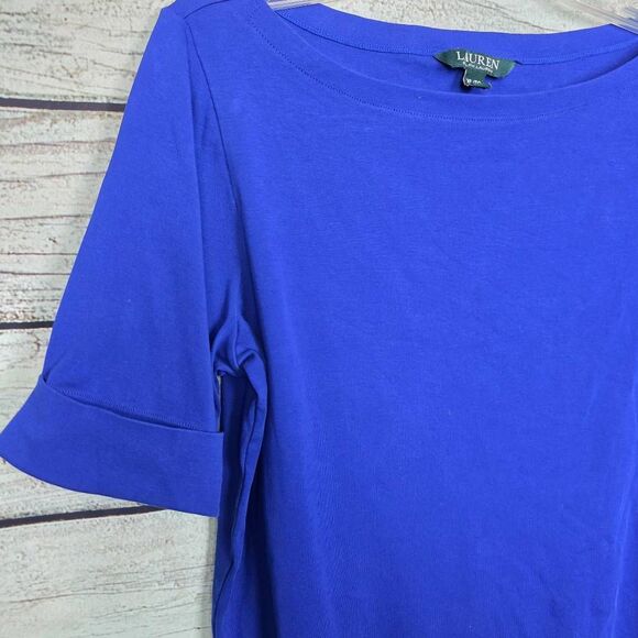Lauren Ralph Lauren XL Blue Cotton Stretch Top - Picture 2 of 9